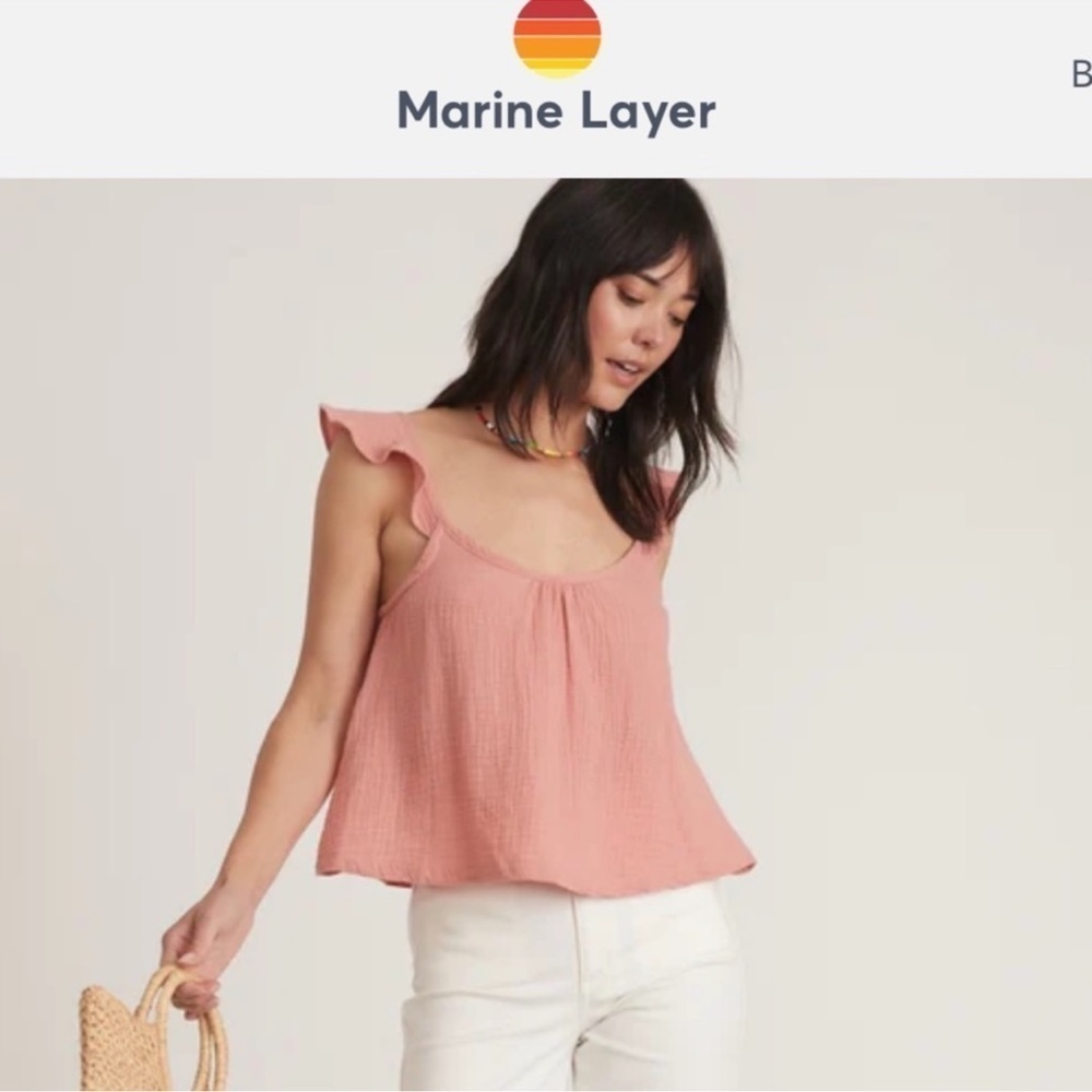 Marine Layer Jude flutter sleeve tank top Peach size XS (A-6) - Picture 6 of 11